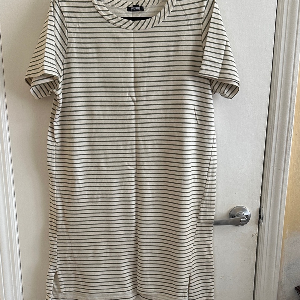 Buffalo David Bitton Striped Midi Dress in Cream and Black